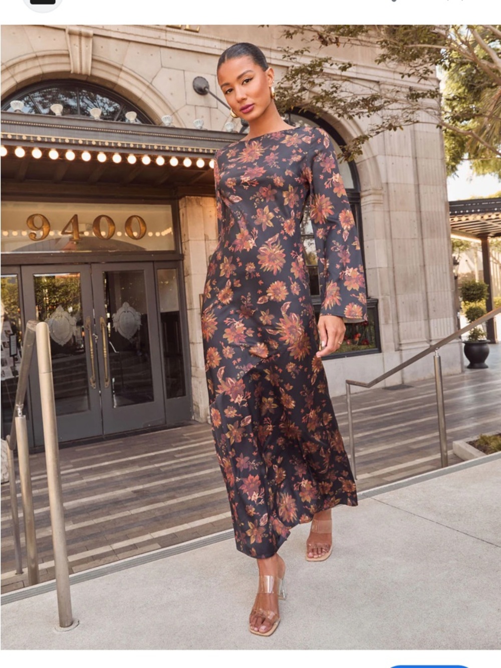 Vici Black Floral Long-Sleeve Maxi Dress